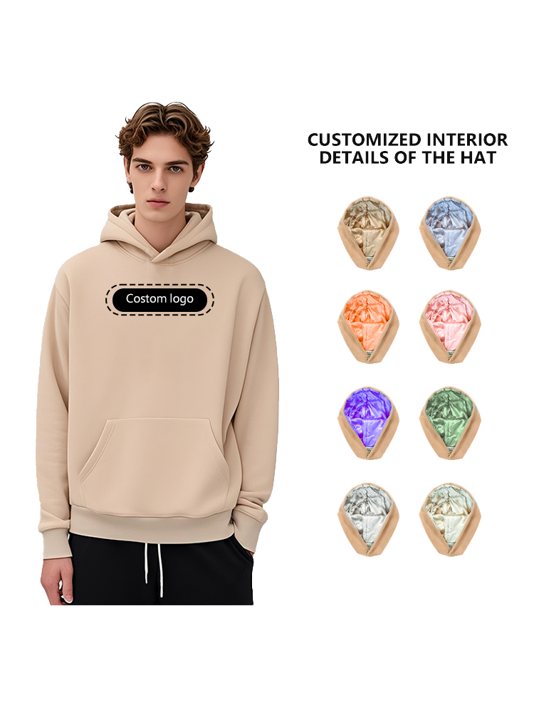 Hoodie mit individuellem Satin-Design und Seidenfutter im Innenpullover