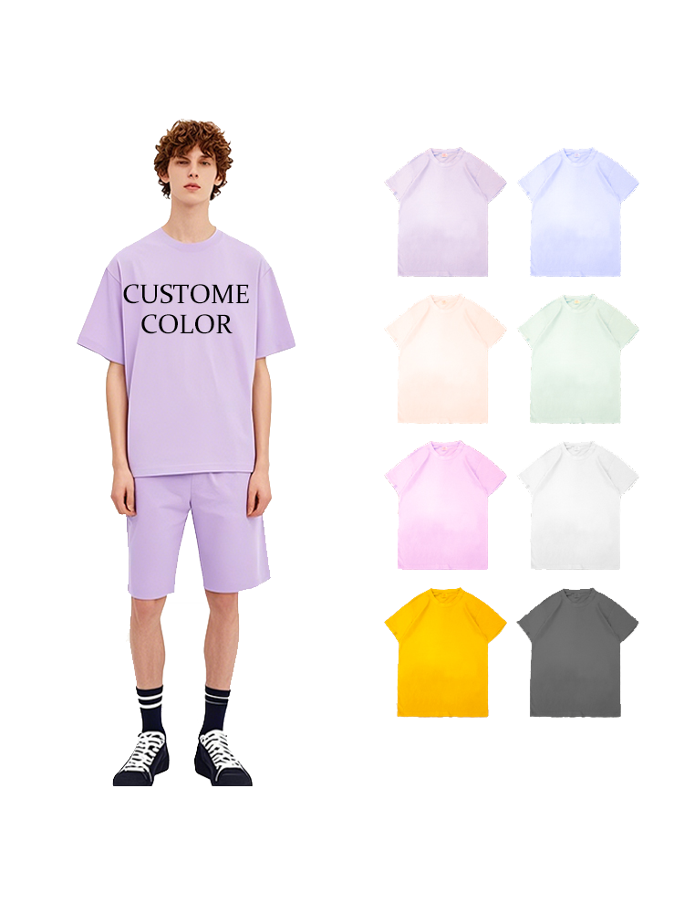 Rundhalsausschnitt, mehrfarbiges T-Shirt, schweres T-Shirt mit individuellem Logo
