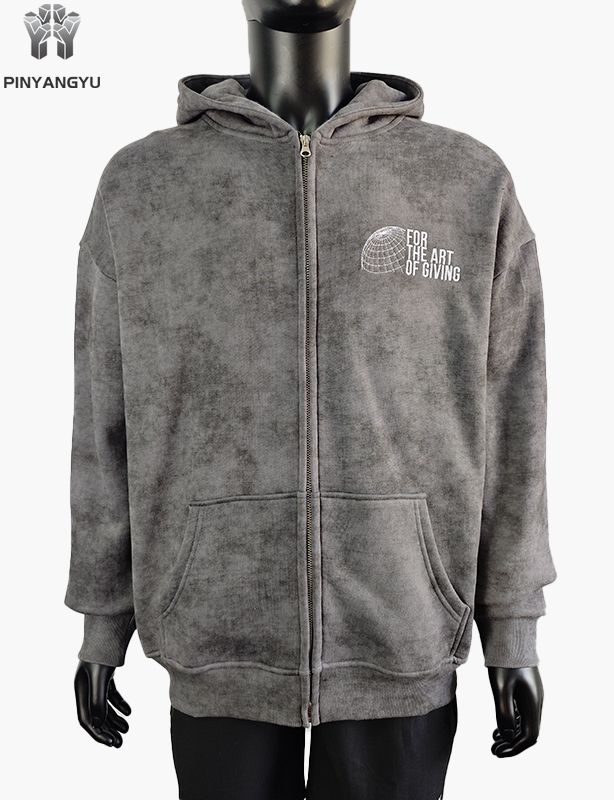 Acidwash-Stoff und benutzerdefiniertes Sticklogo
