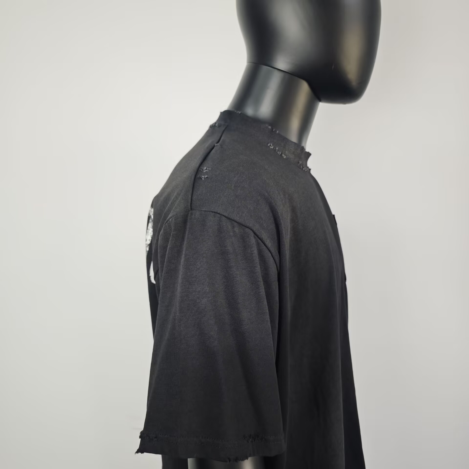 Herren-T-Shirt, übergroß, blankes T-Shirt, Acid Wash, schweres Sun Fade Wash, kastenförmig, kurz geschnitten, Distressed Vintage-T-Shirts für Männer