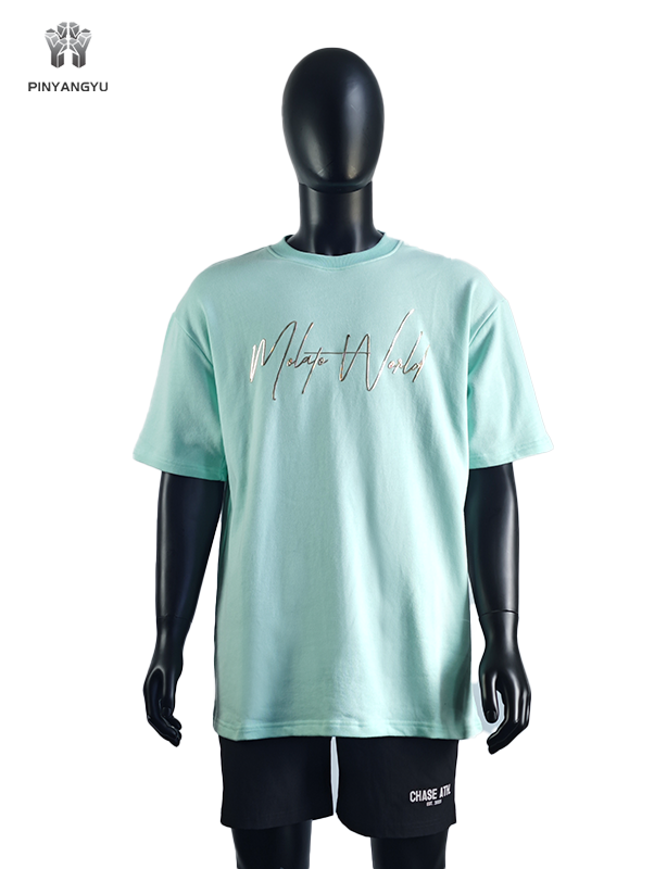 Großhandel Gold Siebdruck Grafik-Logo Goldfolie Druck Plus Größe T-shirts für Männer
