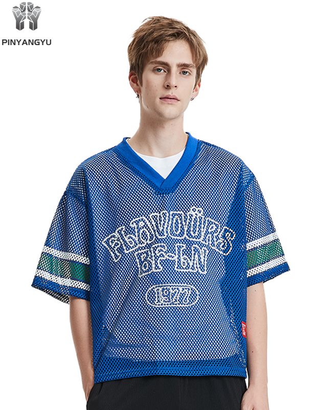 Benutzerdefiniertes Macro Mesh T-Shirt, atmungsaktives Mesh-T-Shirt mit großen Löchern für Sport und Sommer