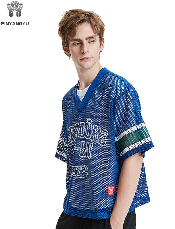 Benutzerdefiniertes Macro Mesh T-Shirt, atmungsaktives Mesh-T-Shirt mit großen Löchern für Sport und Sommer